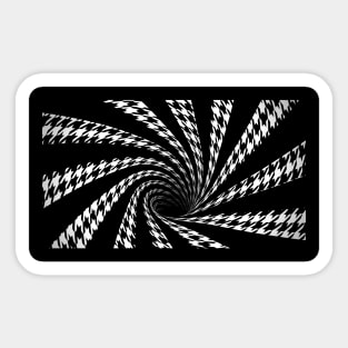 Optical Illusion Black Hole Houndstooth Vortex Swirl (Black/White) Sticker